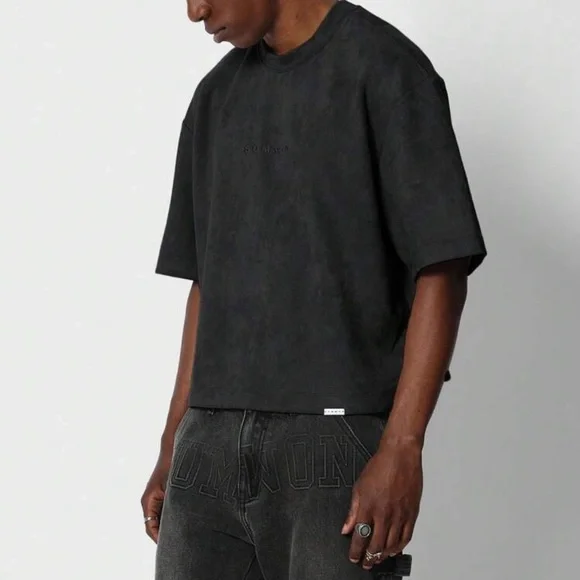 Sumwon Men’s Black Cropped Oversized Essential Tee - Picture 7 of 9